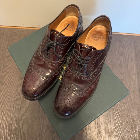 Church’s Polish Binder Burgundy Brogues Size 37 Preowned Leather Dress Shoes - Picture 2 of 16